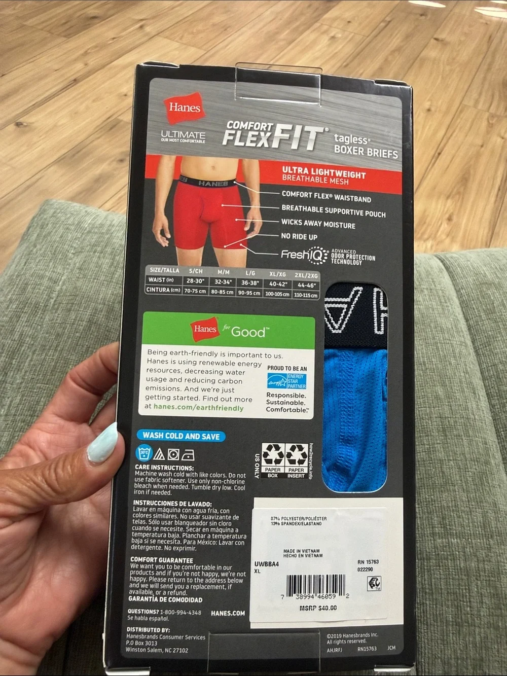 Hanes Ultimate Comfort FlexFit Ultra Lightweight Red & Black Boxer Briefs - XL